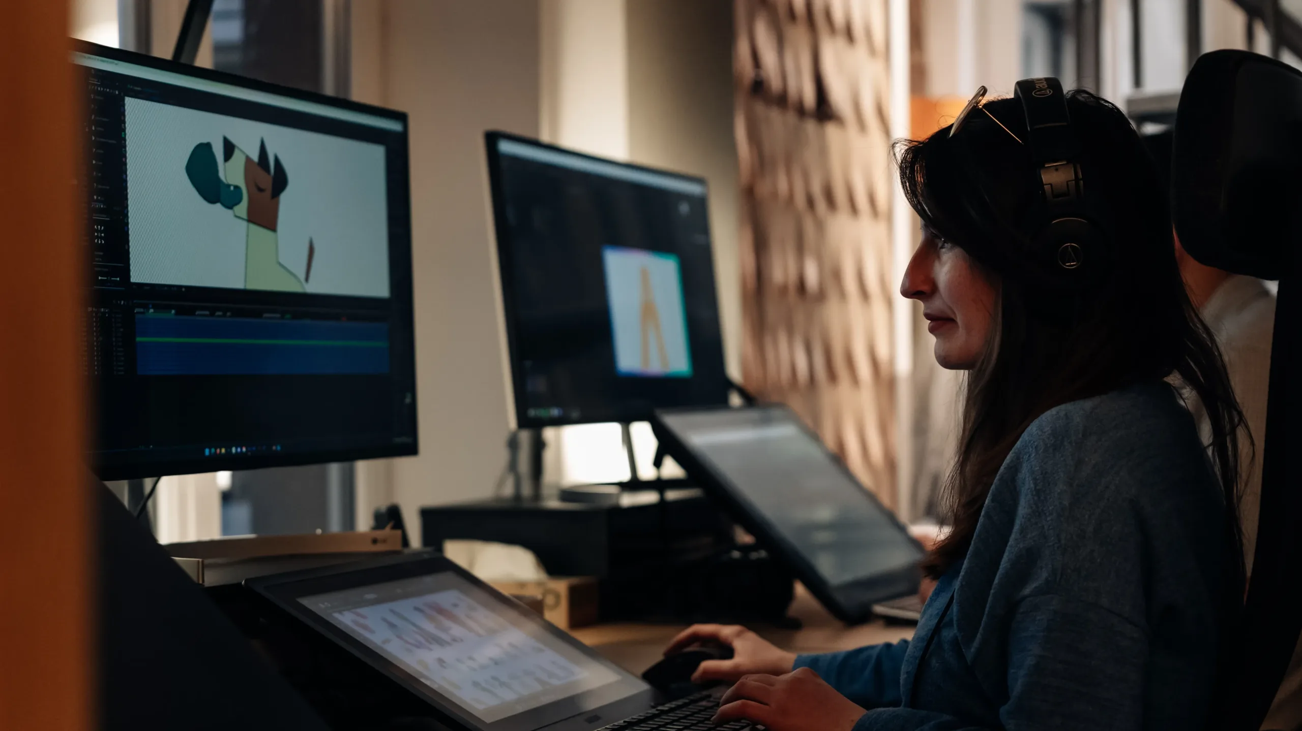 Animatrice 2D, Candice Hoffmeyer, au travail dans les studios Amopix pour la série C'est quoi ?